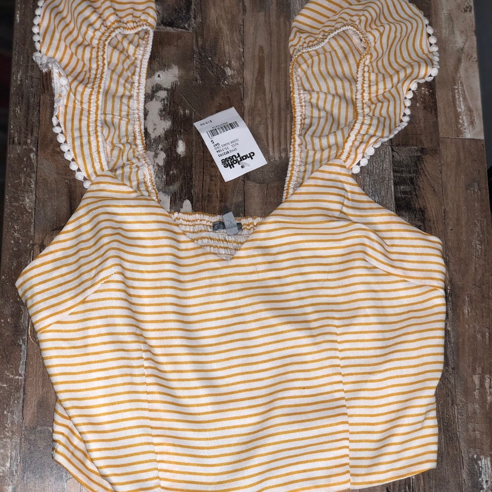 yellow striped crop top
